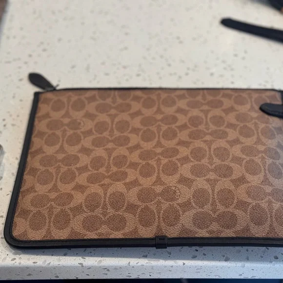 Coach Brown Laptop Bag with Monogram Pattern